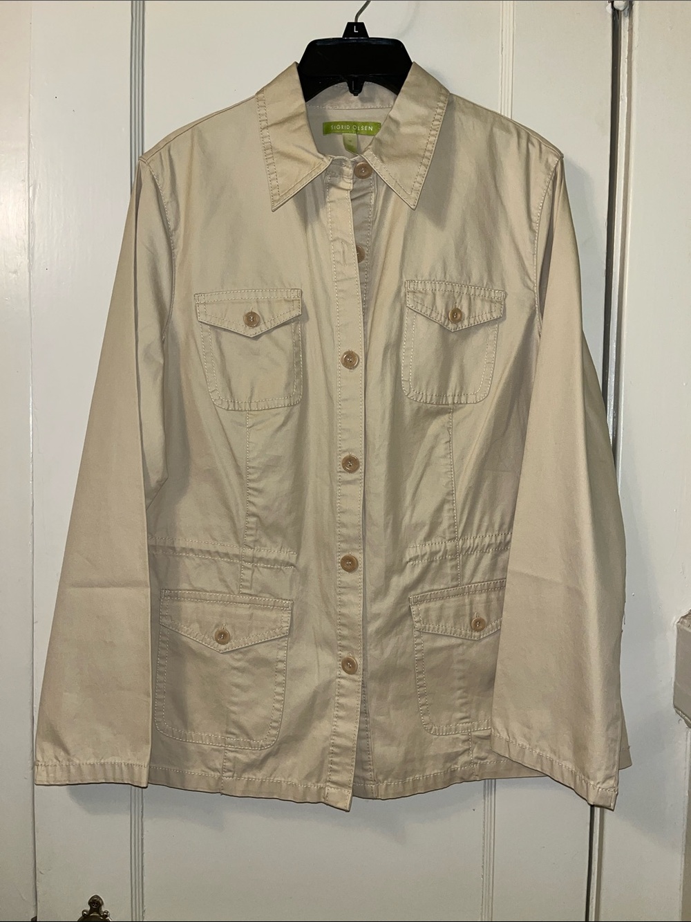 Sigrid Olsen Beige Utility Jacket with Patch Pockets
